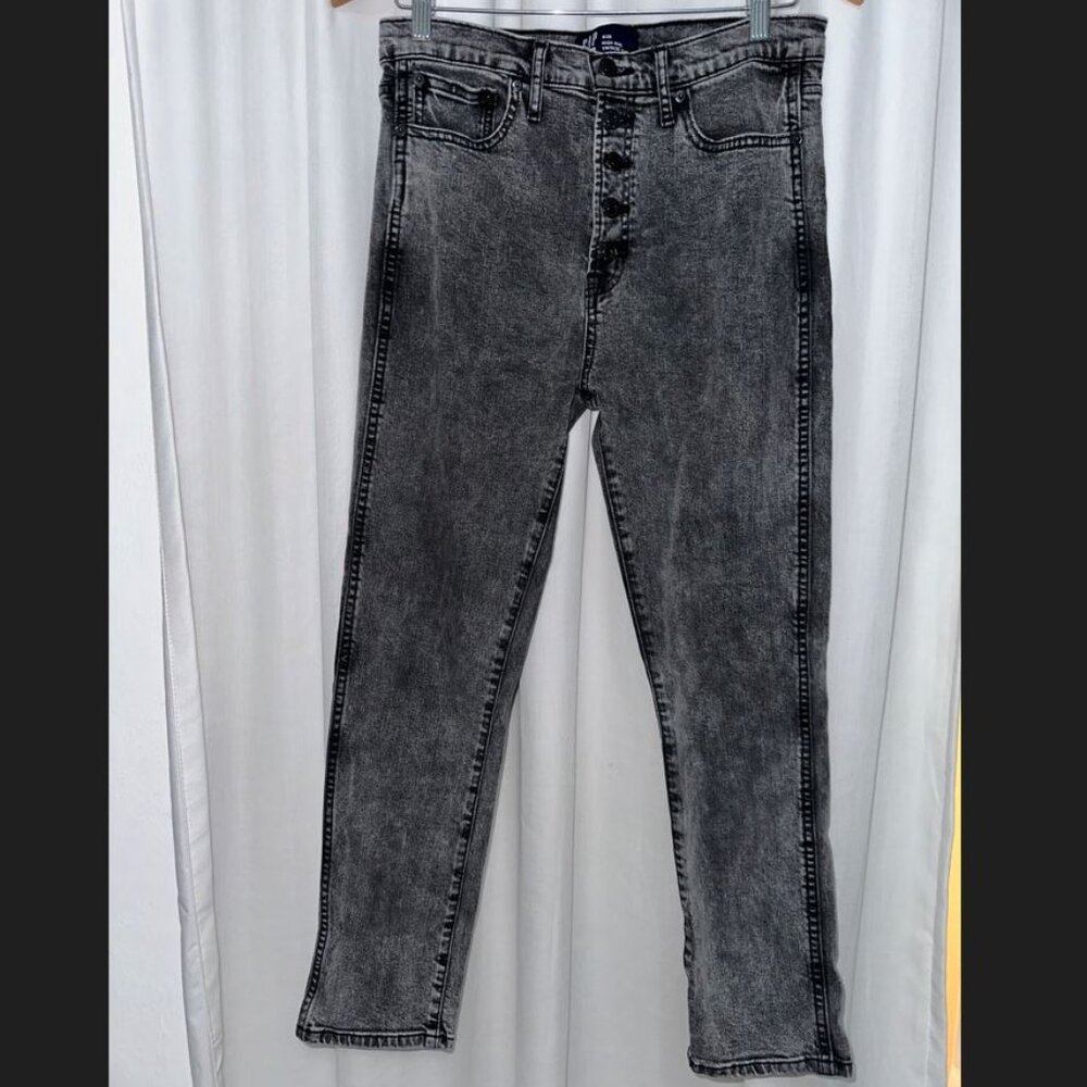 GAP Vintage Slim High Rise Button Fly Black Acid Washed Size 8/29